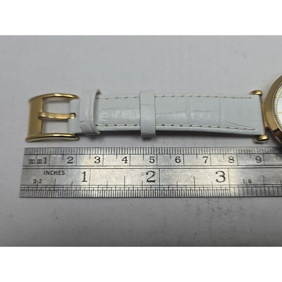 Ted Baker Ava Womens Gold Tone White Leather 36mm Date Quartz Watch New Battery - Picture 9 of 12